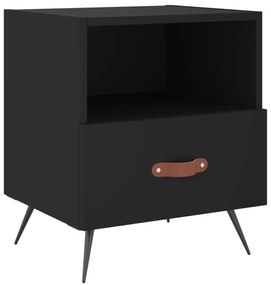 2 db fekete szerelt fa és vas éjjeliszekrény 40 x 35 x 47,5 cm