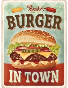 Fém tábla Best Burger in Town, (30 x 40 cm)
