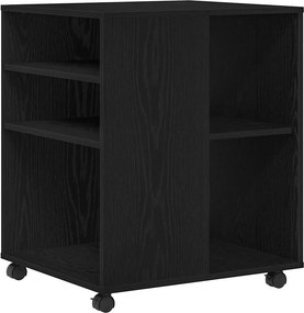 vidaXL Tárolószekrény kerékkel Fekete tölgy 60 x 53 x 72,5 cm Faanyag