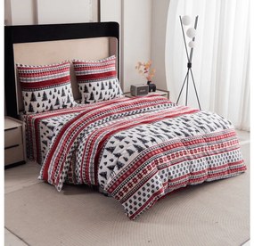 Mikroplüss TWINKLE CHRISTMAS ágyneműhuzat szett színes + Mikroplüss lepedő SOFT 90x200 cm fehér, egyszemélyes