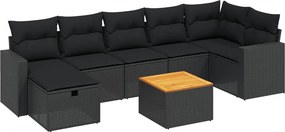 vidaXL 8 részes fekete polyrattan kerti ülőgarnitúra párnákkal