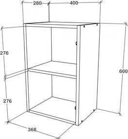 Benita 1 ajtós Üveges Felső konyhaszekrény Sonoma Tölgy-Fehér 40x30x60 cm N