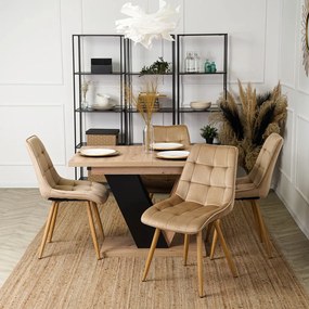 Bővíthető étkezőasztal 120–160 cm Artisan tölgy / fekete színkombinációban – CLARK