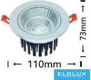 UNIVERSO LED süllyestett lámpa 12w 1080lm 6500K 24° D110x77mm Kivágás:D90mm IP20 alumínium