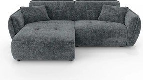 Sötétszürke zsenília sarokkanapé (bal oldali-heverő résszel) Nelia – Ropez
