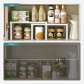 Polcrendszerező, egymásra rakható fém fűszertartó 2 db, fehér