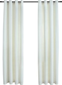 vidaXL 2 db krémszínű bársony sötétítőfüggöny gyűrűkkel 140 x 245 cm