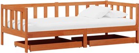 vidaXL Nappali ágy fejtámlával 3 pcs Faggyú barna Tömör fenyőfa