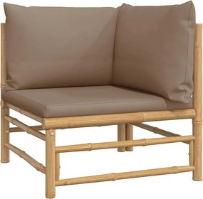 vidaXL bambusz kerti sarokkanapé tópszínű párnákkal