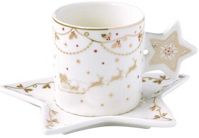 Porcelán karácsonyi teás csésze aljjal Christmas Lights