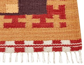 Színes kilim gyapjúszőnyeg 160 x 230 cm PARAKAR Beliani