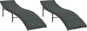 vidaXL 2 db szürke polyrattan napozóágy párnával