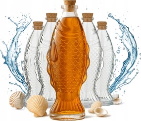 5x Karafka Üveg Hal 500ml Alkoholos Palackok Víz Váza Dekoráció 0,5l