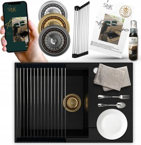 Gránit mosogató arany Egykamrás Csepegtető Kézi szifon Ingyenes