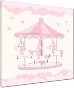 Vászonkép 50x50 Rózsaszín unikornisok a körhintán