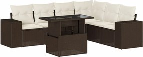 vidaXL 7 részes barna polyrattan kerti ülőgarnitúra párnákkal