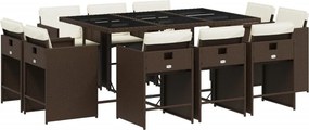 vidaXL 11 részes barna polyrattan kerti ülőgarnitúra párnákkal