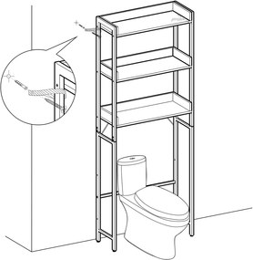 WC fölötti polc TAYLOR barna 63x165 cm, 3 polc