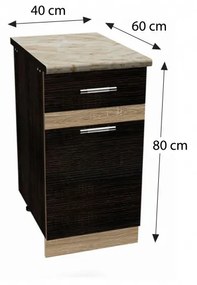 Salandra Elemes konyha 1 ajtós és fiókos alsószekrény DARK SONOMA 40 x 80 x 60 cm