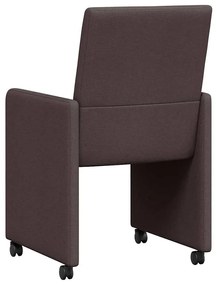 Étkező Székek kerékkel 2 pcs sötétbarna 57 x 66 x 94 cm szövet