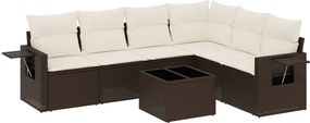 vidaXL 7 részes barna polyrattan kerti ülőgarnitúra párnákkal