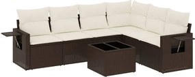 vidaXL 7 részes barna polyrattan kerti ülőgarnitúra párnákkal