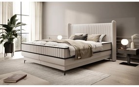 Kontinentális franciaágy 180 cm Dalmo 180 (ágyráccsal) (tárolóhellyel) (közepes bézs + fekete). 1099656