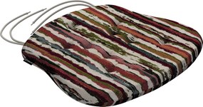 Filip székpárna 41x38 piros-zöld csíkos, krémszínű alapon