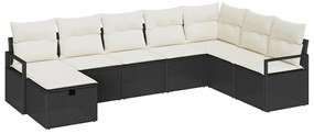Kerti Kanapé Szett 8 pcs Fekete és krémszínű 287 x 177 x 85 cm