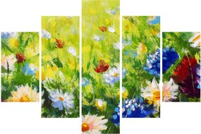 Virágzó rét képe, olajfestmény (150x105 cm)