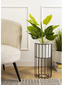 Fém virágcserép LOFT 42x20 cm fekete/fehér