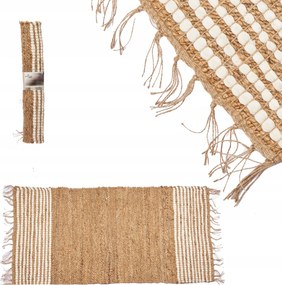 Juta Szőnyeg Rojtokkal Nappali Előszoba 70X140 CM Bézs Natúr Boho