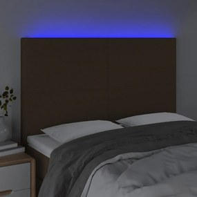 sötétbarna szövet LED-es fejtámla 144x5x118/128 cm