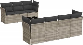 vidaXL 8 részes világosszürke polyrattan kerti ülőgarnitúra párnával