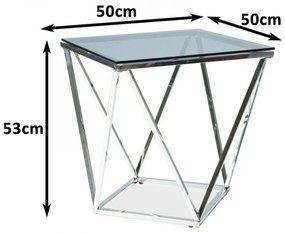Silver B 50x50cm-es dohányzóasztal Füstös-Ezüst