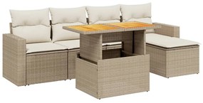 vidaXL 6 részes bézs polyrattan kerti ülőgarnitúra párnával