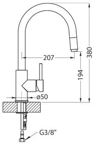 ALVEUS 1129022 - Mosogatócsap kihúzható permetezővel DELOS 38 cm gránit/fekete