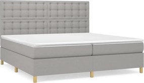 vidaXL világosszürke szövet rugós ágy matraccal 200 x 200 cm