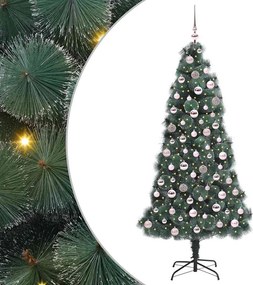 vidaXL Műanyag Elővilágított Karácsonyfa Gömbökkel Zöld 180 cm PET