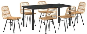 vidaXL Kert étkező szett 7 pcs Barna Porszórt acél