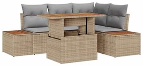vidaXL Kerti Kanapé Szett tárolóval 5 pcs Bézs Poli rattan