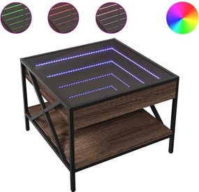 vidaXL barna tölgy végtelen hatású LED-es dohányzóasztal 50x50x38 cm