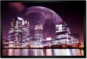 Poszter keretben 60x40 Lila város éjszaka