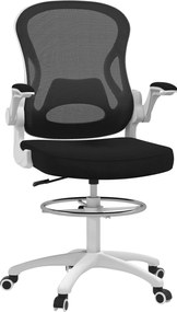 Vinsetto Ergonomikus Irodai Szék Lélegző Anyagból Állítható Magassággal és Felhajtható Karfákkal, 59x65x110-130 cm, Fehér és Fekete | Aosom