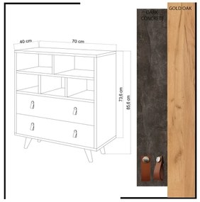 Komód MARCO 85,6x70 cm antracit/barna