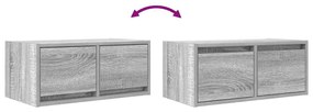 2 db szürke sonoma szerelt fa fali TV-szekrény 60x31x25,5 cm