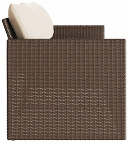 3 személyes barna polyrattan kerti kanapé párnával