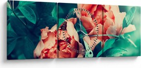 Tavaszi virágok képe (órával) (90x30 cm)