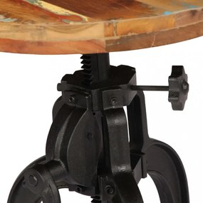 tömör újrahasznosított fa és öntöttvas kisasztal 45x(45-62) cm