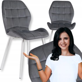 Fehér Lábakkal Kárpitozott Velúr Étkezőszék Szürke Lucky
